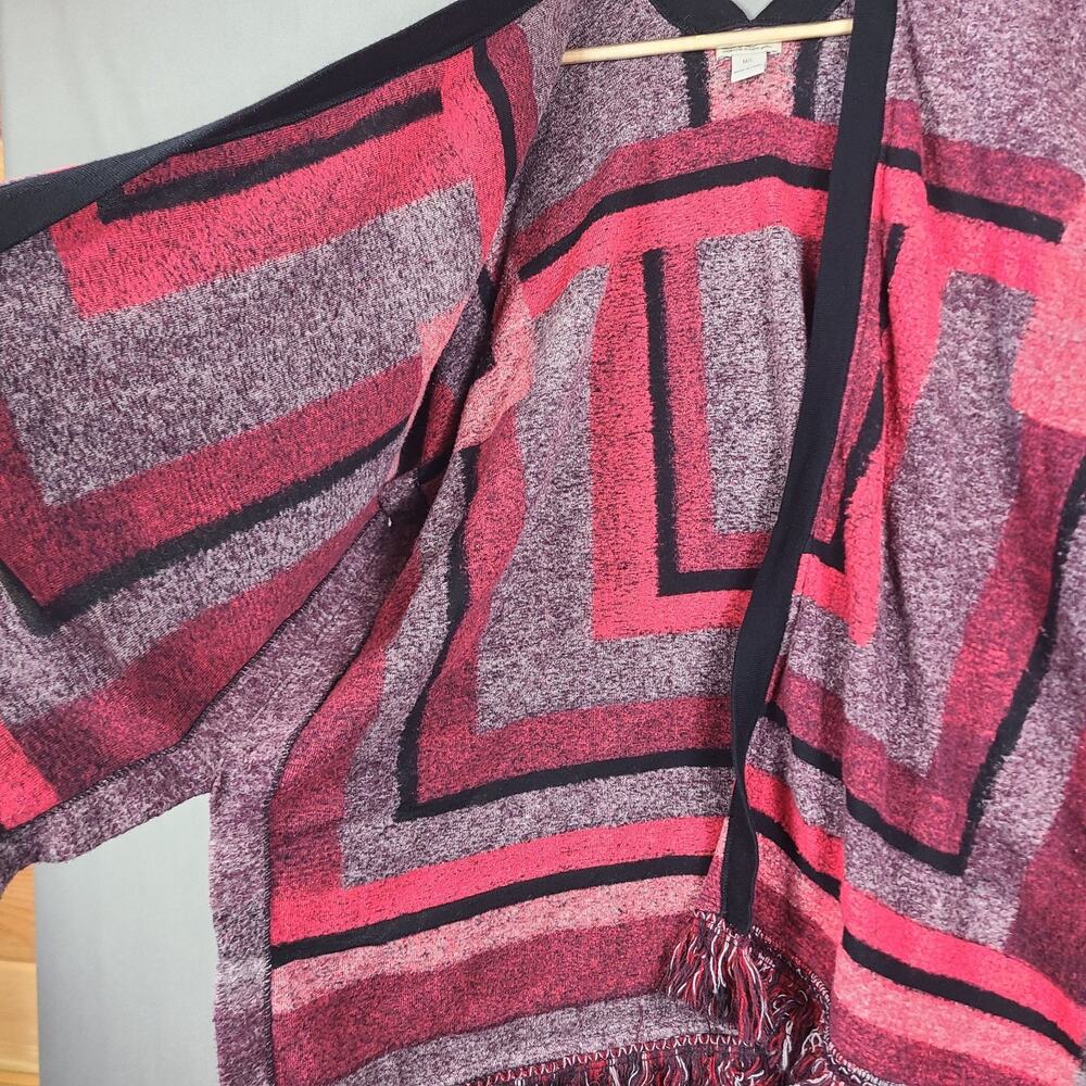 Lucky Brand Boho Fringed Poncho Cardigan Southwestern Festival Comfy Size M/L - Picture 2 of 10